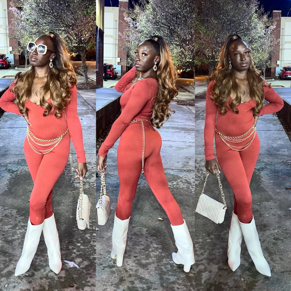 Elegant Ginger Orange  Jumpsuit Or Boots